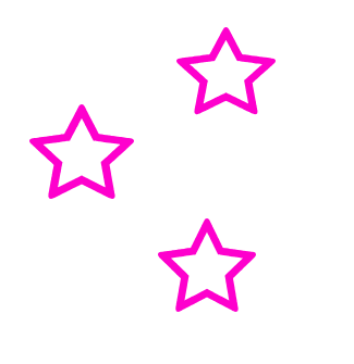 Three pink stars are on a green background.