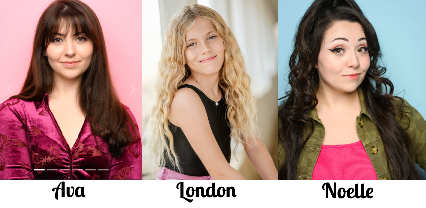 Three girls with long hair posing for a picture.